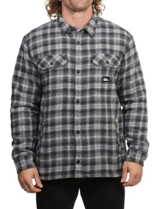 Venture Long Sleeve Overshirt In Wide Line Grey/Black