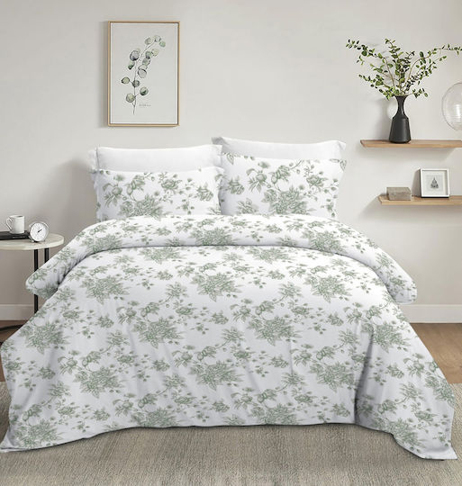 Olia Home Sheet Sets Single with Elastic 100x200+35cm. Dusty Green 3pcs