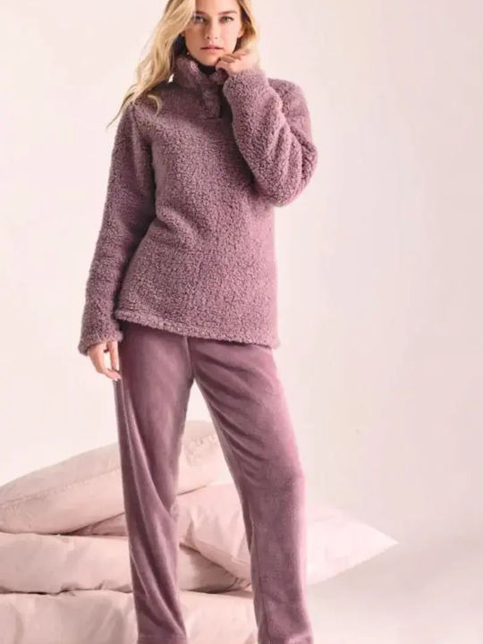 Infiore Winter Damen Pyjama-Set Lila