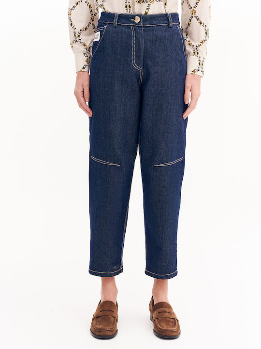 Women's Jean Trousers in Baggy Line Blue