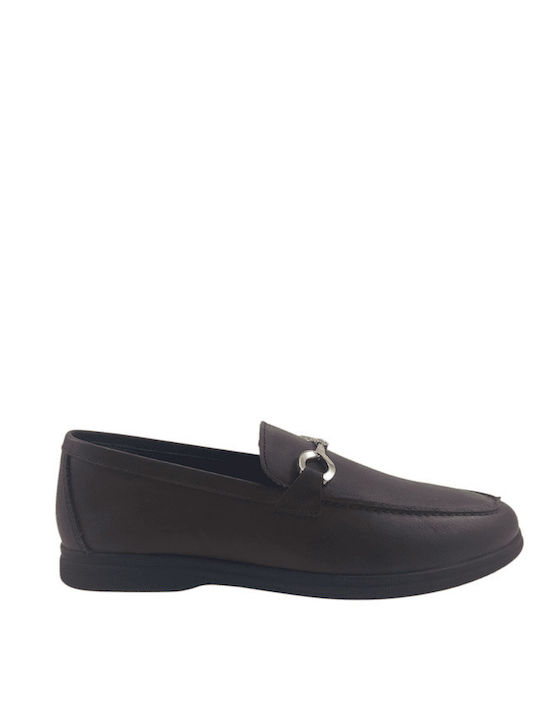 Leather Women's Loafers in Brown Color