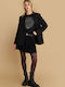 Plisat Mini Fustă Black