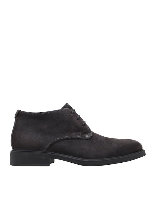 Boss Shoes Suede Γκρι Ανδρικά Μποτάκια