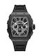 Men's Watch Chronograph Battery with Black Rubber Strap