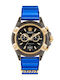 Versace Icon Damen Uhr Chronograph mit Blau Kautschukarmband