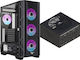 Preyon Nest Meshy+ Gaming Midi Tower Computer Case with Side Window and RGB Lighting Black