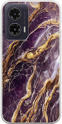 Cracked Marble Purple Gold Motorola Moto G35 5G Flexible TPU Transparent Silicone