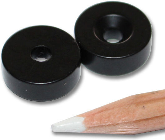 Magnet Disk Φ14x5x3.5mm Countersunk Hole South Black Epoxy Neodymium Traction Force 4.2kg