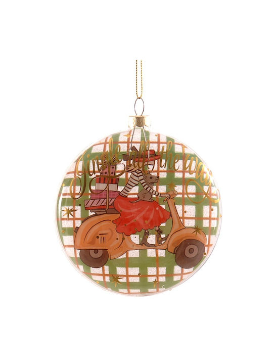 Christmas Tree Ornament Flat Glass Ball Jingle All Way Glass Ornament Lady Gifts Multicolored Vetur 18041-b Ø10 cm