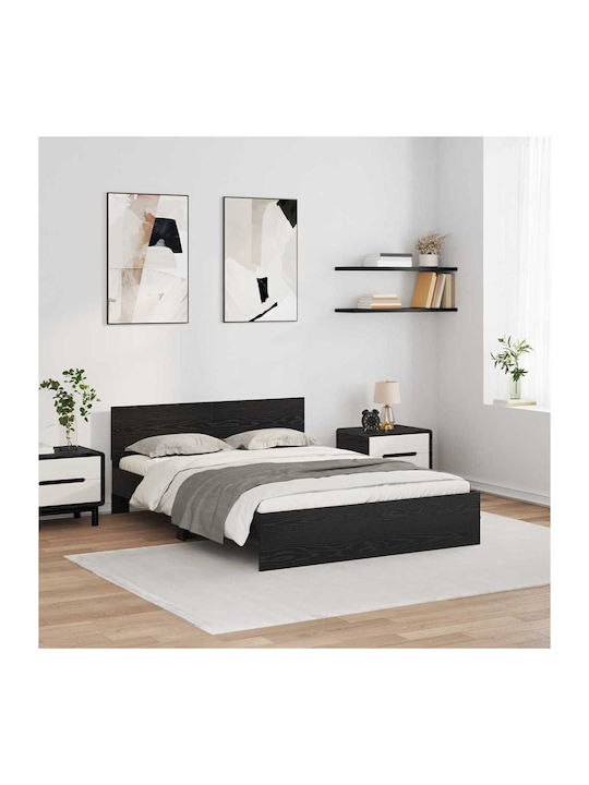 Bed Queen Wooden Black Beech with Slats for Mattress 160x200cm