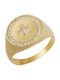 Damen Chevalier Ring mit Zirkonia aus Gold 9K