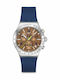 Swatch Sidereal Glow Men's Watch Chronograph Battery with Blue Rubber Strap