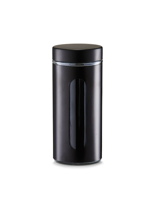 Zeller Vase General Use with Lid Glass Black 1200ml