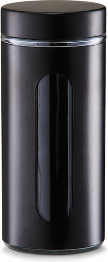 Zeller Allgemeine Verwendung Glasvase mit Deckel Schwarz 1200ml