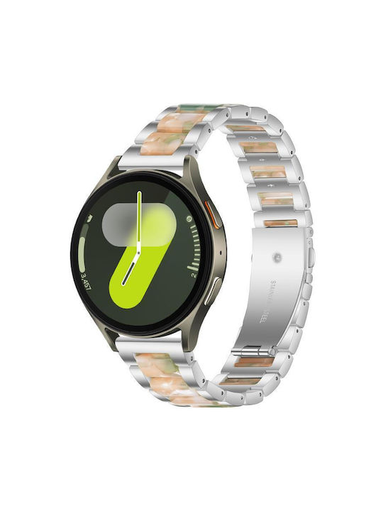 Metal Watch Strap Resin Samsung Galaxy Watch 7 6 5 Fe Silver White