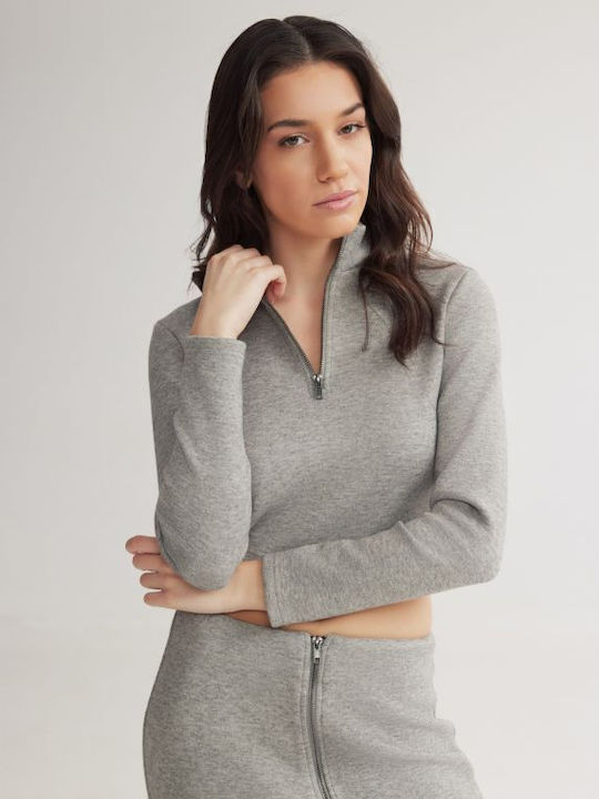 4tailors Bluza Damă Cu Guler Înalt Gri