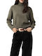 Women's Long Sleeve Turtleneck Sweater Olive Green