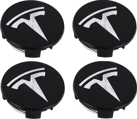Καπάκια Ζάντες Τάπες Κέντρου Ζάντας Tesla 57mm Μαύρο 4 Τεμ