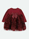 Girls Dress Long Sleeve Floral Burgundy