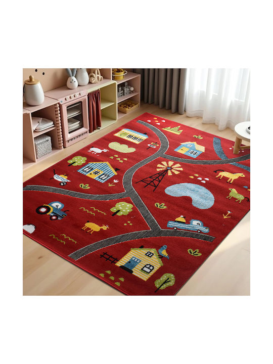 Bauernhof Spielmatte Rot 160x210cm