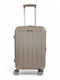 R&J Cabin Travel Suitcase Hard Beige with 4 Wheels Height 55cm r&j-pp003-20-mpez