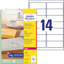 Avery Zweckform Etichete Autoadezive Transparent Inkjet 99.1x38.1mm 25 Foi L7563-25