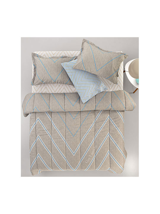 Guy Laroche Duvet Set Queen with Microfiber Filling 220x240cm Canyon Beige 3pcs 530 GSMGsm