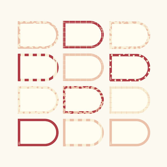 Set Decorative Magnets Notes Arch Pink Red