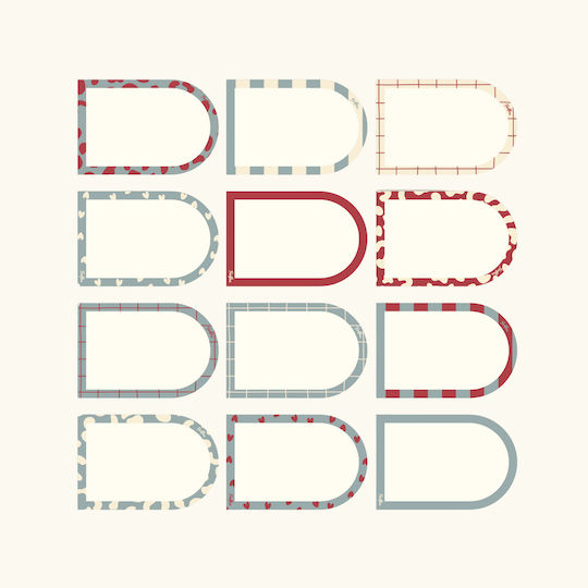 Set Decorative Magnets Notes Arch Blue Red
