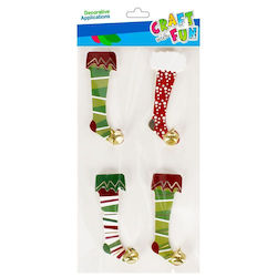 Craft with Fun Weihnachtsaufkleber mit Muster Socken 4Stücke