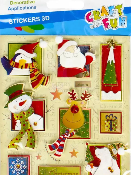 Craft with Fun Χριστουγεννιάτικα Αυτοκόλλητα 3x3εκ. 9τμχ
