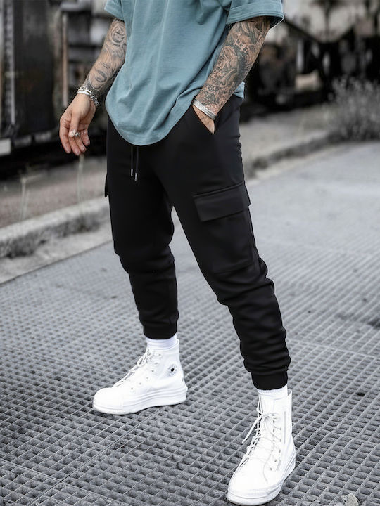 Panda Clothing Cargo Sweatpants with Elastic Black