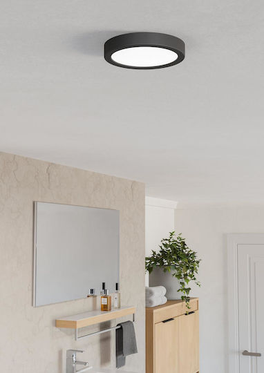 Eglo Bathroom Ceiling Light 16.6 cm Black with Integrated LED