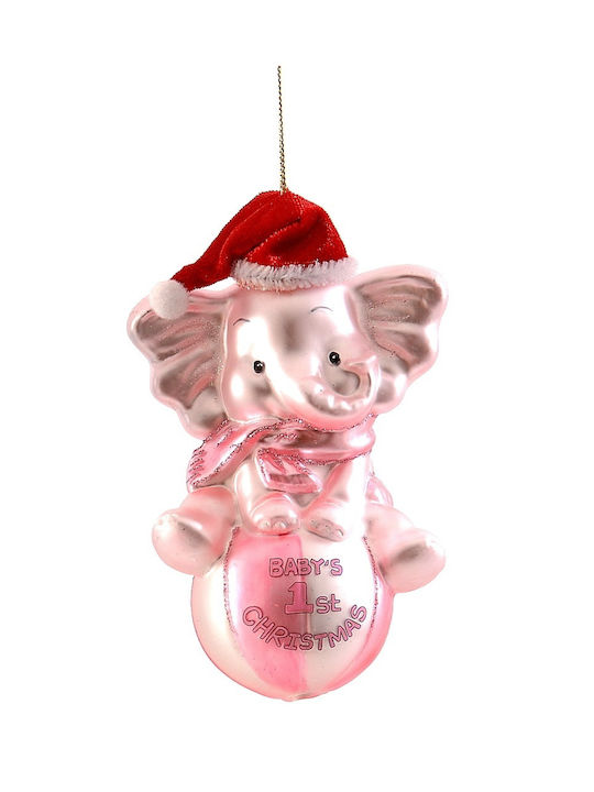 Christmas Tree Ornament Baby's 1st Christmas Girl Elephant 13 cm Glass Xmas Ornament Elephant Vetur Bv 18063-b