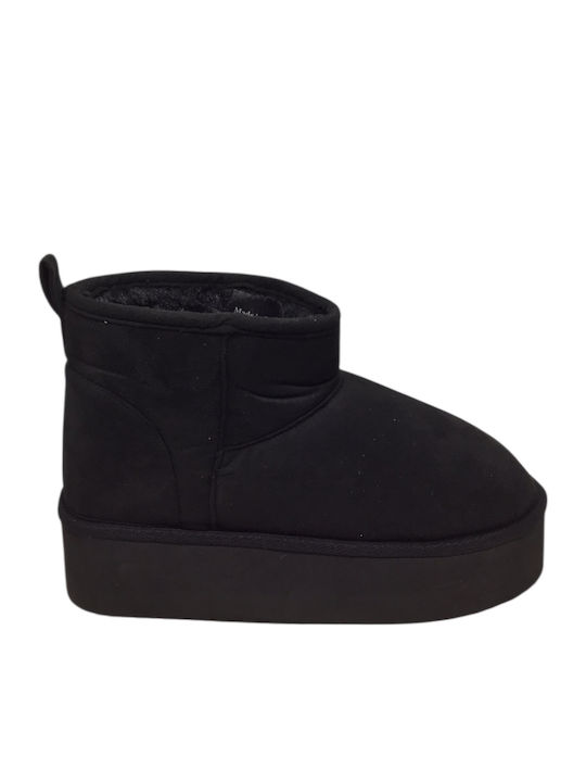Women's Ankle Boots with Fur Black