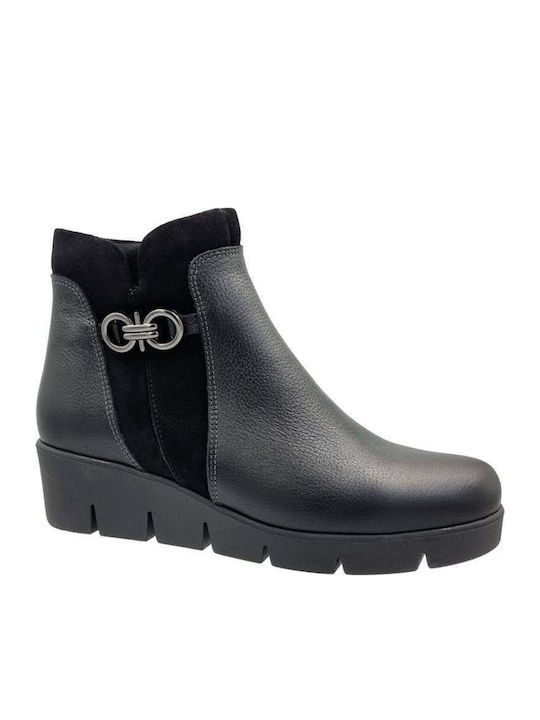 Softies Ghete de Piele Dama cu Platformă Negre