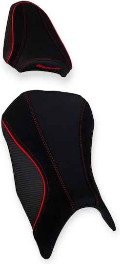 Honda Hornet500 2024 Anti-Slip Alcantara Carbon Seat Cover Red Stitches Paiping Logo
