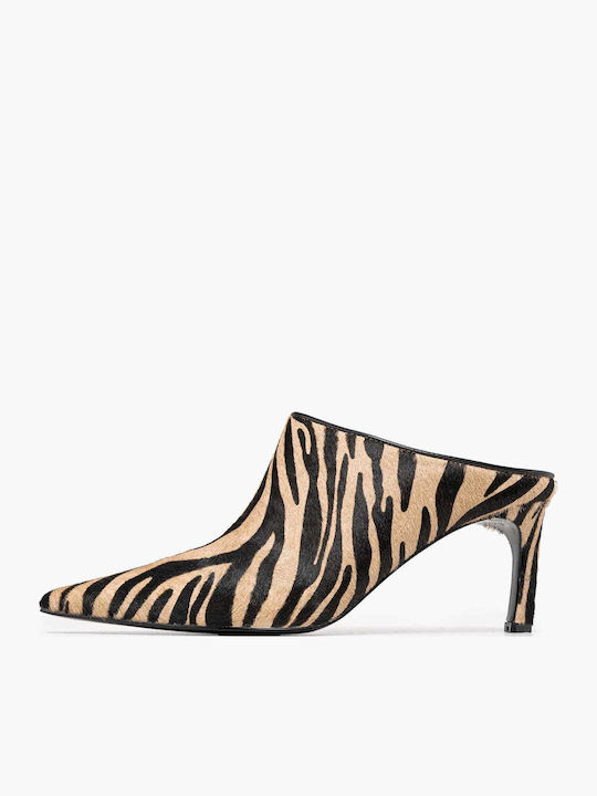 Guess Δερμάτινα Mules με Τακούνι σε Καφέ Χρώμα