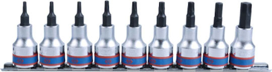 King Tony Chei tubulare cu Vârfuri Torx și Patrat de Prindere 3/8'' Set 9buc