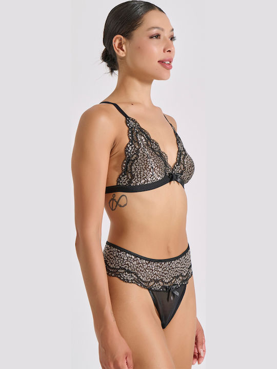 Milena by Paris Dantelat Set de Lenjerie Bralette cu Șir de caractere Silver
