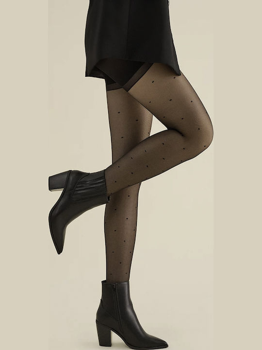 Women's Pantyhose 20 Den Tightening Black Polka Dot