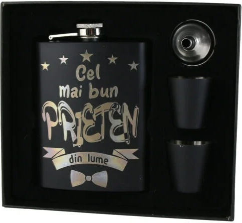 Personalisiertes Trinkflaschen-Set Beste Freundin In Der Welt Trichter Zwei Gläser Schwarze