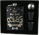 Personalized Set "best Colleague In World " Flask Funnel Two Glasses Black