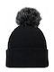 Pom Pom Beanie Unisex Beanie Knitted in Black color
