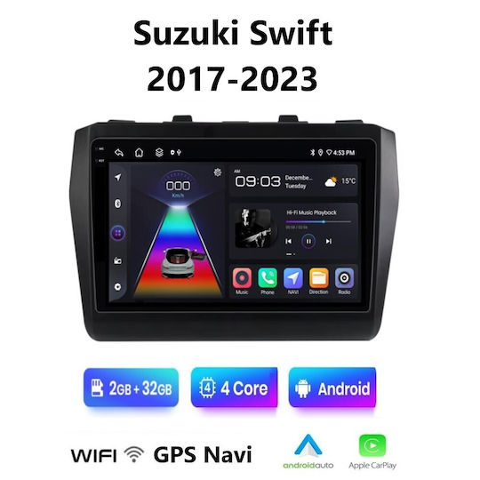 Ηχοσύστημα Αυτοκινήτου για Suzuki Swift 2017-2023 (Bluetooth/USB/WiFi/GPS/Apple-Carplay/Android-Auto) με Οθόνη Αφής 9"