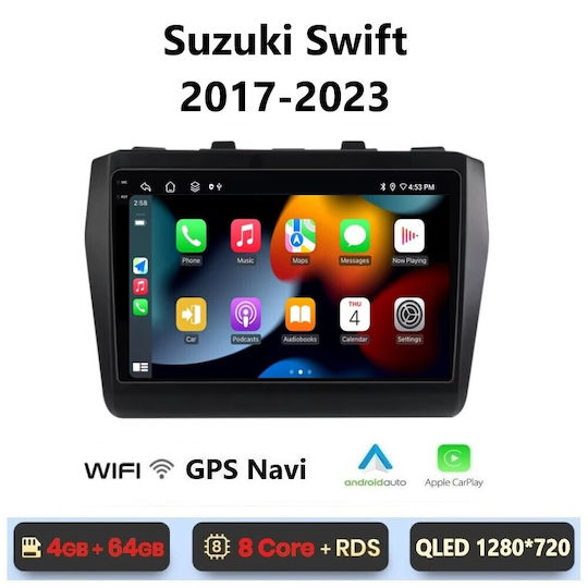 Auto-Audiosystem für Suzuki Swift 2017-2023 (Bluetooth/USB/WiFi/GPS/Apple-Carplay/Android-Auto) mit Touchscreen 9"