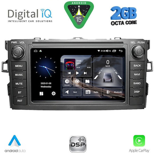 Digital IQ Ηχοσύστημα Αυτοκινήτου για Toyota Auris 2007-2012 (Bluetooth/USB/WiFi/GPS/Apple-Carplay/Android-Auto) με Οθόνη Αφής 7"