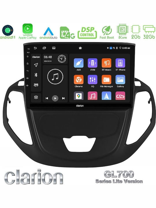 Clarion Car Audio System for Ford Transit Courier 2015-2023 (Bluetooth/USB/WiFi/GPS/Apple-Carplay/Android-Auto) with Touch Screen 9"