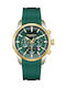 Quantum Dual Time Men's Watch 41.5mm Battery with Green Rubber Strap