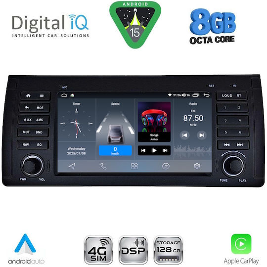 Digital IQ Car Audio System for BMW Series 5 (E39) 1998-2005 (Bluetooth/USB/WiFi/GPS/Apple-Carplay/Android-Auto)